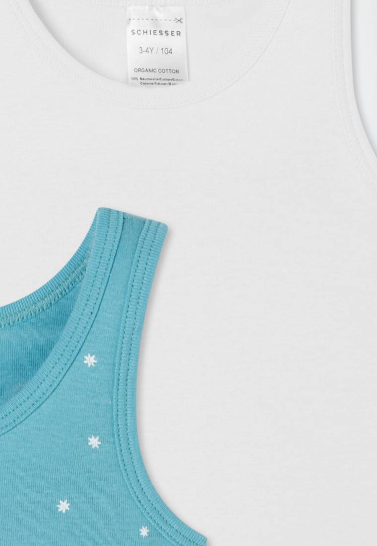 Schiesser Unterhemden 2er-Pack Sterne Monde blau/ weiß - Fine Rib Heißer Verkauf