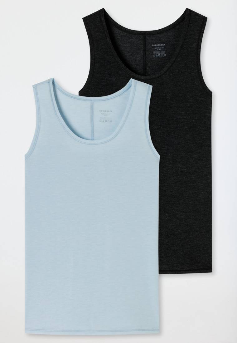 Schiesser Tops 2er-Pack dunkelblau/ blaugrau - Personal Fit Neueste Mode