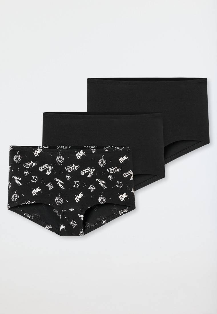 Schiesser Shorts 3er-Pack Organic Cotton schwarz bedruckt - 95/5 Räumungsverkauf