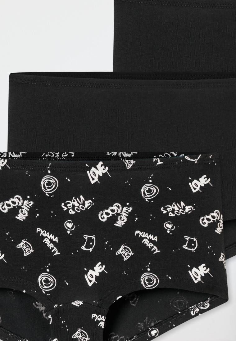 Schiesser Shorts 3er-Pack Organic Cotton schwarz bedruckt - 95/5 Räumungsverkauf
