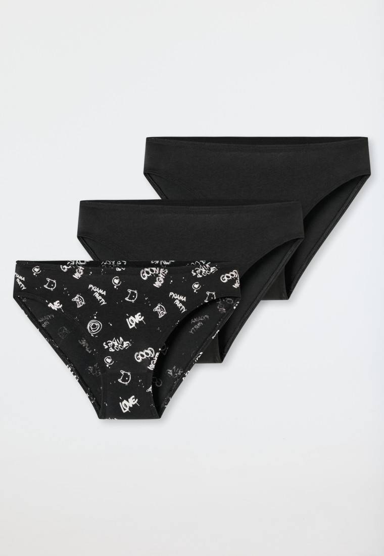 Schiesser Slips 3er-Pack Organic Cotton schwarz bedruckt - 95/5 Kostenlose Rückgabe