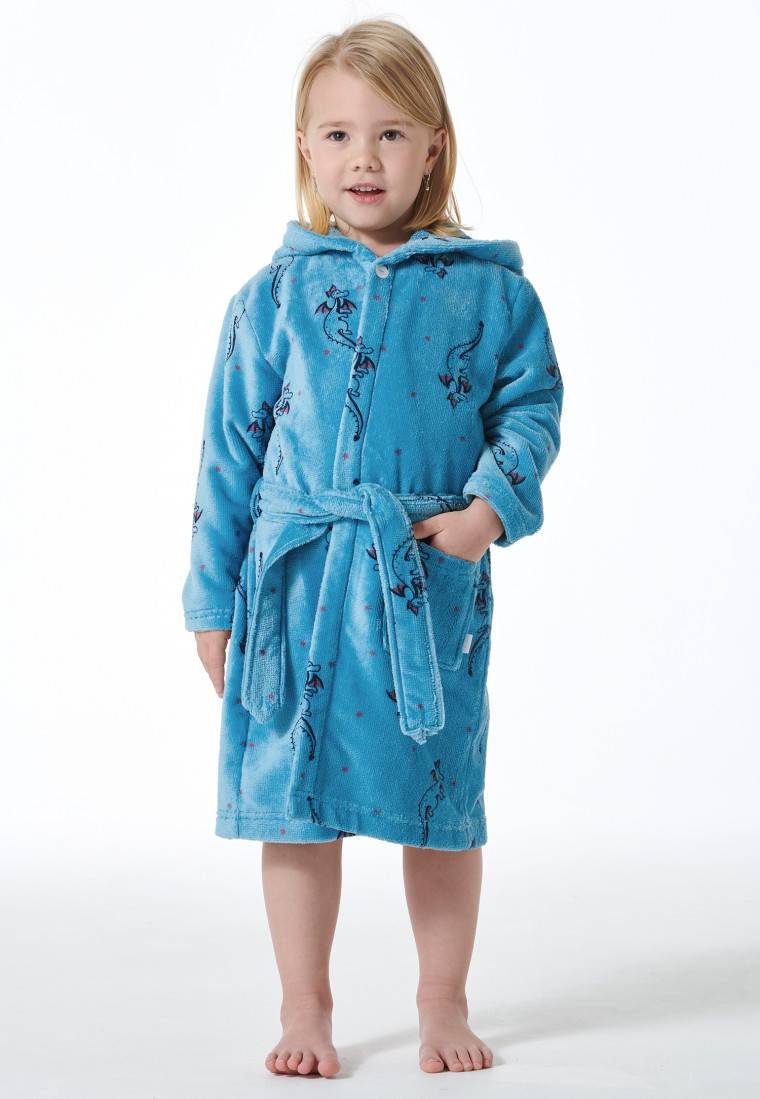 Schiesser Bademantel Velours Drachendruck aquarium - Girls World Letzte 2 Tage
