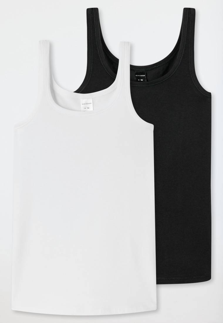 Schiesser Tops 2er-Pack Organic Cotton weiß/ schwarz - 95/5 Multipacks Super Rabatt