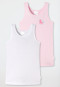 Schiesser Unterhemden 2er-Pack Feinripp Organic Cotton Pferd Ringel weiß/rosa - Feinripp Multipacks 50% Rabatt mit kostenlosem Versand