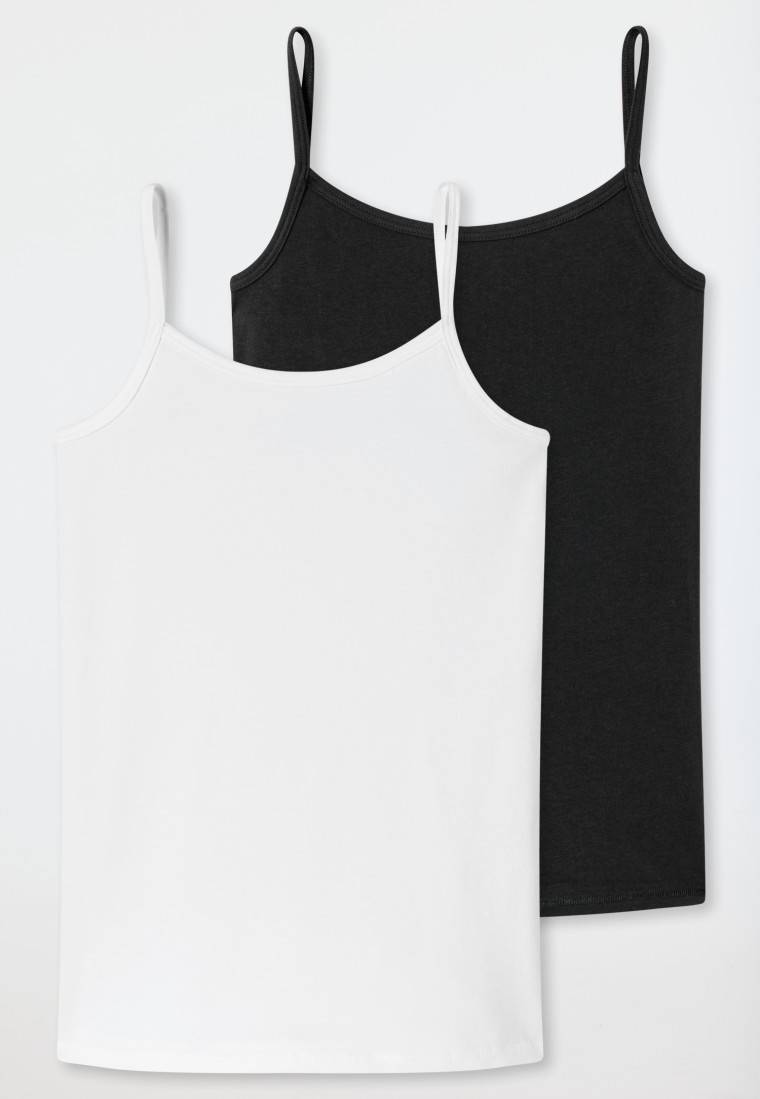 Schiesser Spaghetti-Tops 2er-Pack Organic Cotton weiß/ schwarz - 95/5 Kostenloser Versand international
