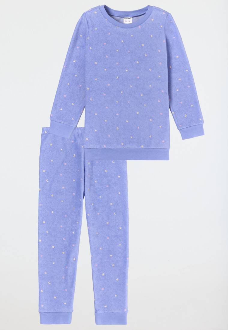 Schiesser Schlafanzug lang Frottee Organic Cotton Bündchen Sterne flieder - Girls World Black Friday Preise