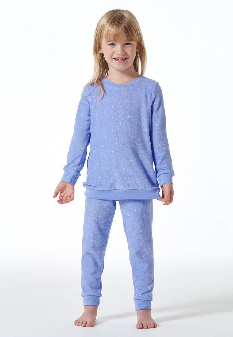 Schiesser Schlafanzug lang Frottee Organic Cotton Bündchen Sterne flieder - Girls World Black Friday Preise
