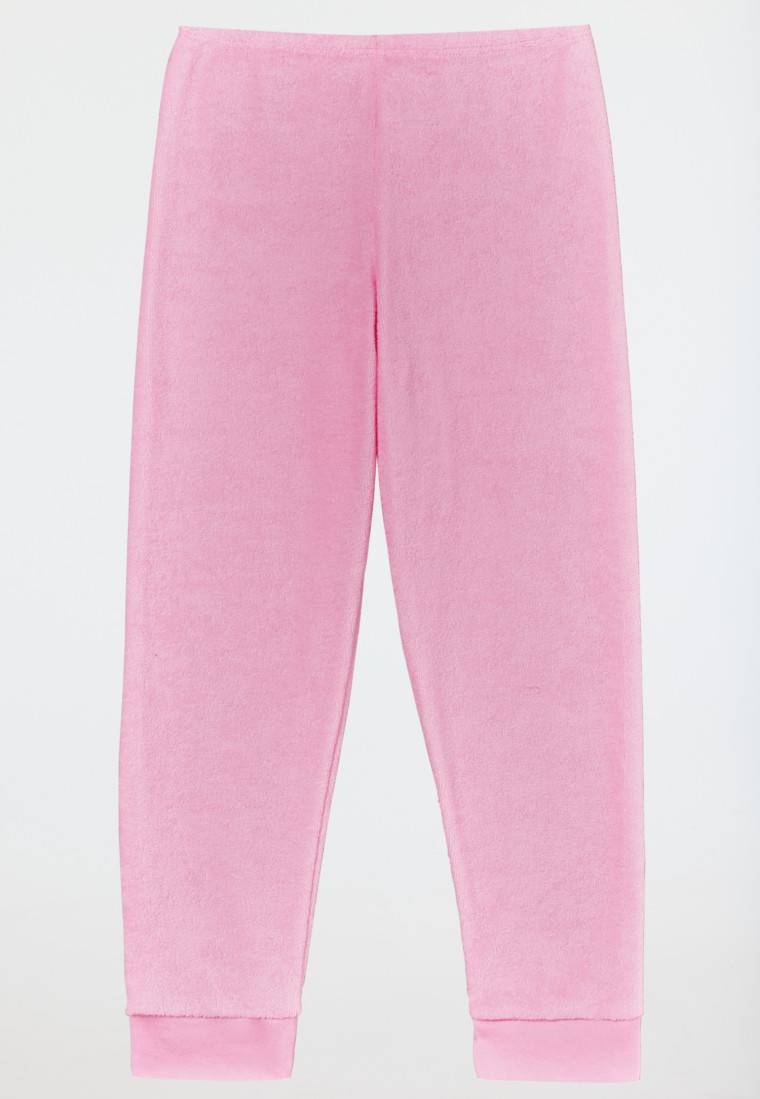 Schiesser Schlafanzug lang Frottee Bündchen Ringel rosé - Girls World Im Verkauf