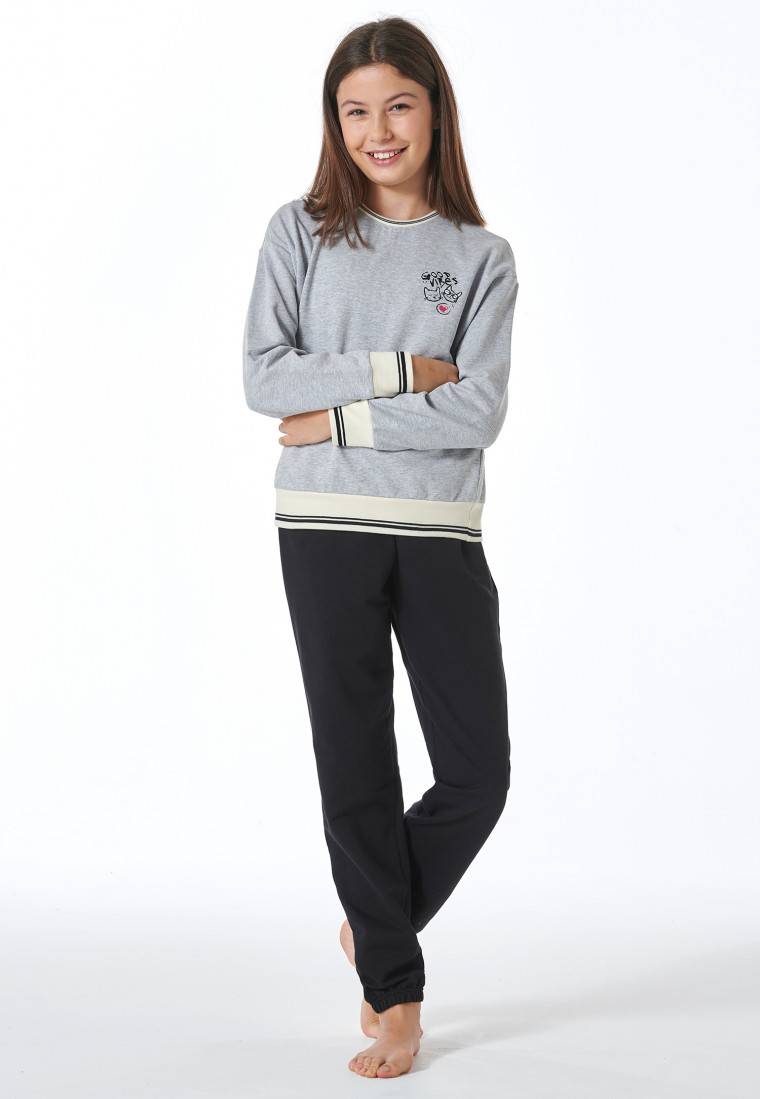 Schiesser Schlafanzug lang Sweatware Bündchen grau-meliert - Nightwear Günstiger Verkauf