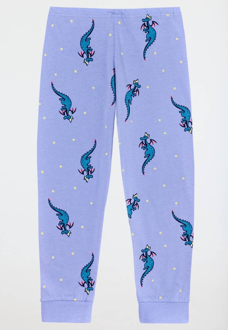 Schiesser Schlafanzug lang Organic Cotton Bündchen Drache flieder - Girls World Fabrikverkauf