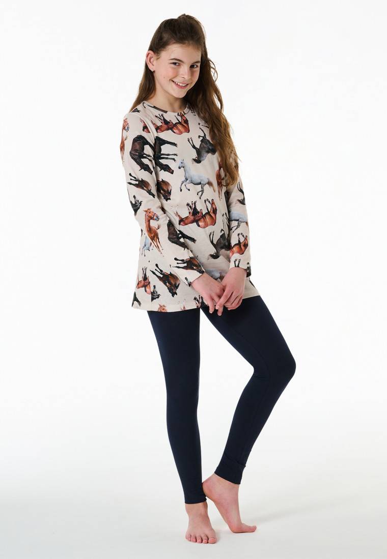 Schiesser Schlafanzug lang Organic Cotton Leggings Pferde off-white - Horse World Meist gekauft