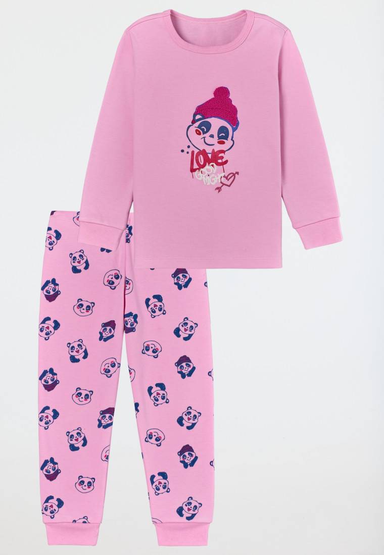 Schiesser Schlafanzug lang Organic Cotton Bündchen Panda rosé - Girls World Kostenloser Versand