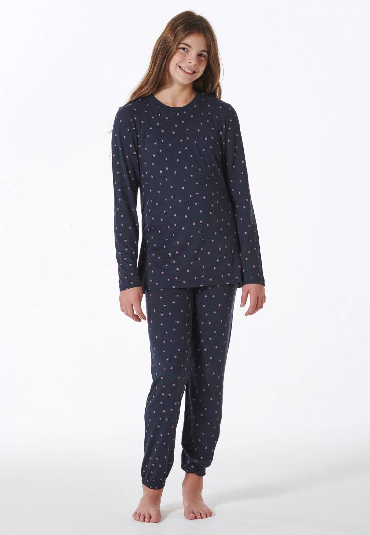 Schiesser Schlafanzug lang Bündchen nachtblau - Nightwear Fabrikpreis