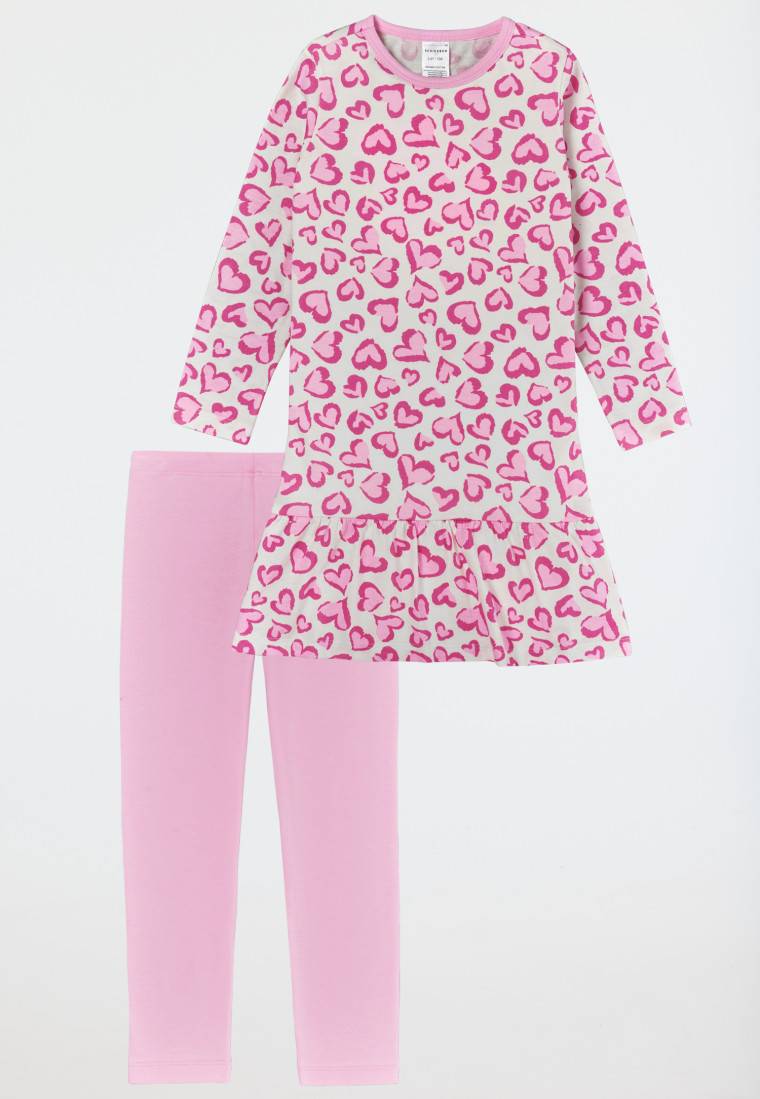 Schiesser Schlafanzug lang Organic Cotton Volant Leggings Herzen rosé - Girls World Rabatt
