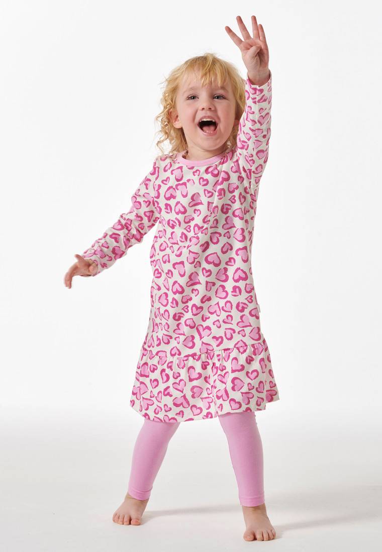 Schiesser Schlafanzug lang Organic Cotton Volant Leggings Herzen rosé - Girls World Rabatt