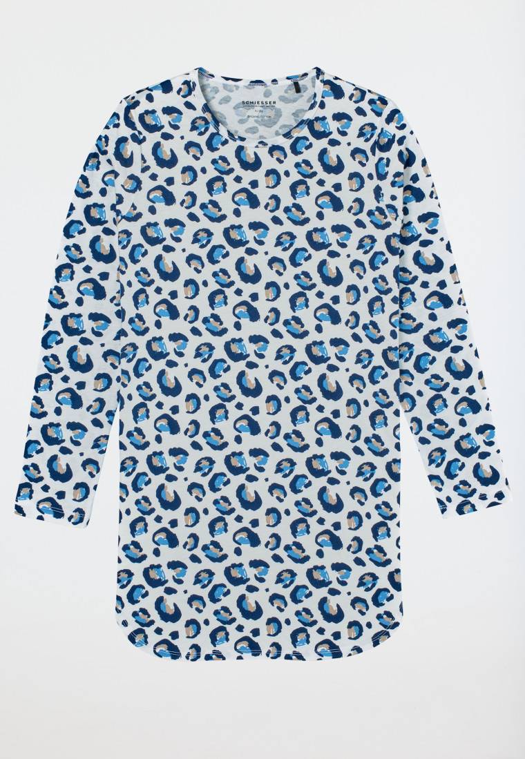 Schiesser Nachthemd langarm Leoparden-Muster off-white - Nightwear Günstig kaufen