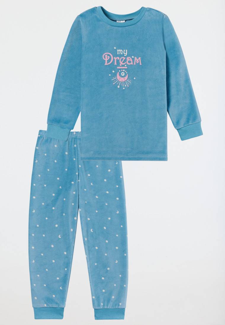 Schiesser Schlafanzug lang Velour Bündchen Sterne aquarium - Girls World Begrenztes Angebot