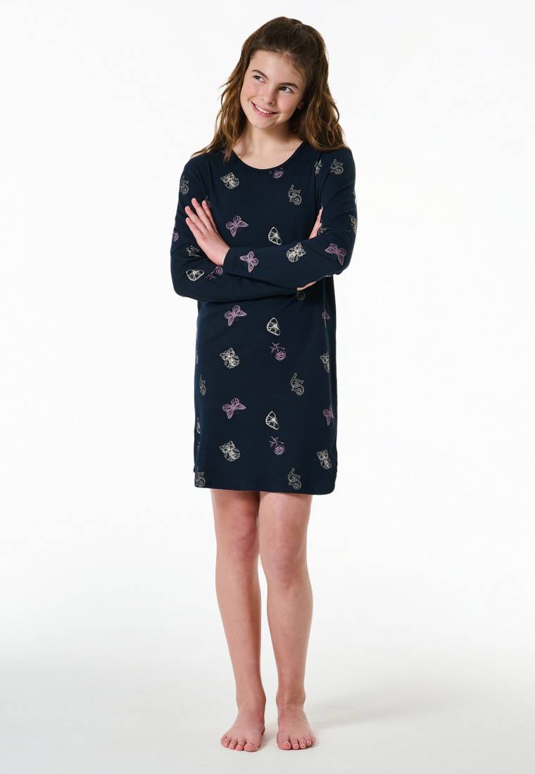 Schiesser Nachthemd langarm Interlock Traummotive nachtblau - Nightwear Cyber Monday