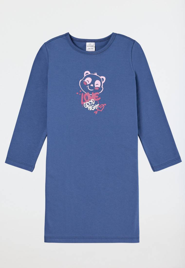Schiesser Nachthemd langarm Organic Cotton Panda blau - Girls World Weihnachtsangebot