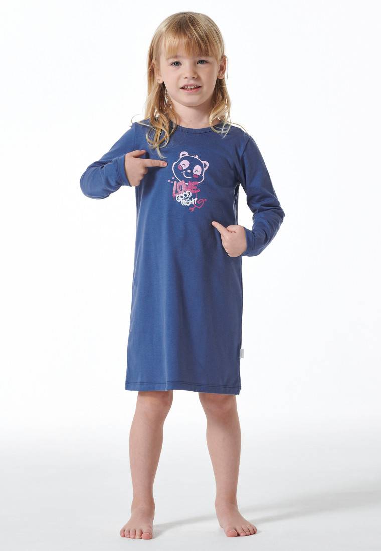 Schiesser Nachthemd langarm Organic Cotton Panda blau - Girls World Weihnachtsangebot
