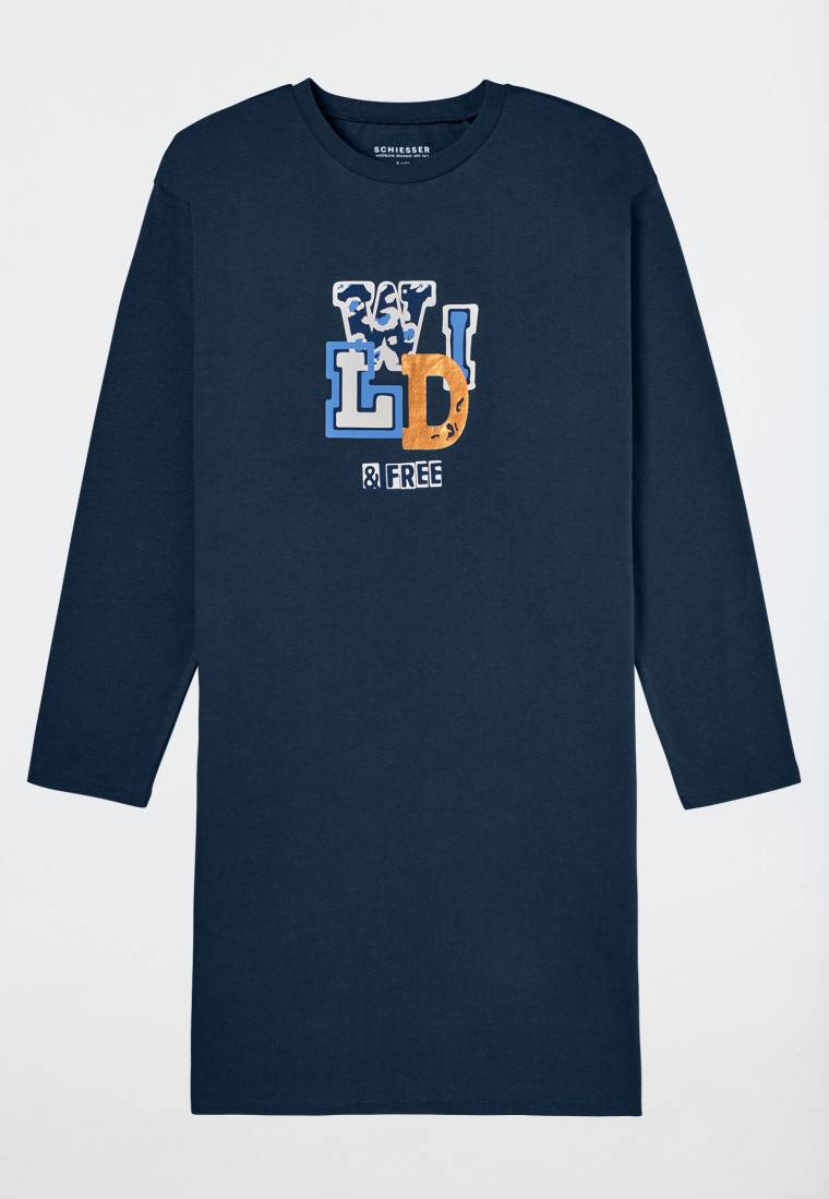 Schiesser Nachthemd langarm wild blau - Nightwear Osterangebot