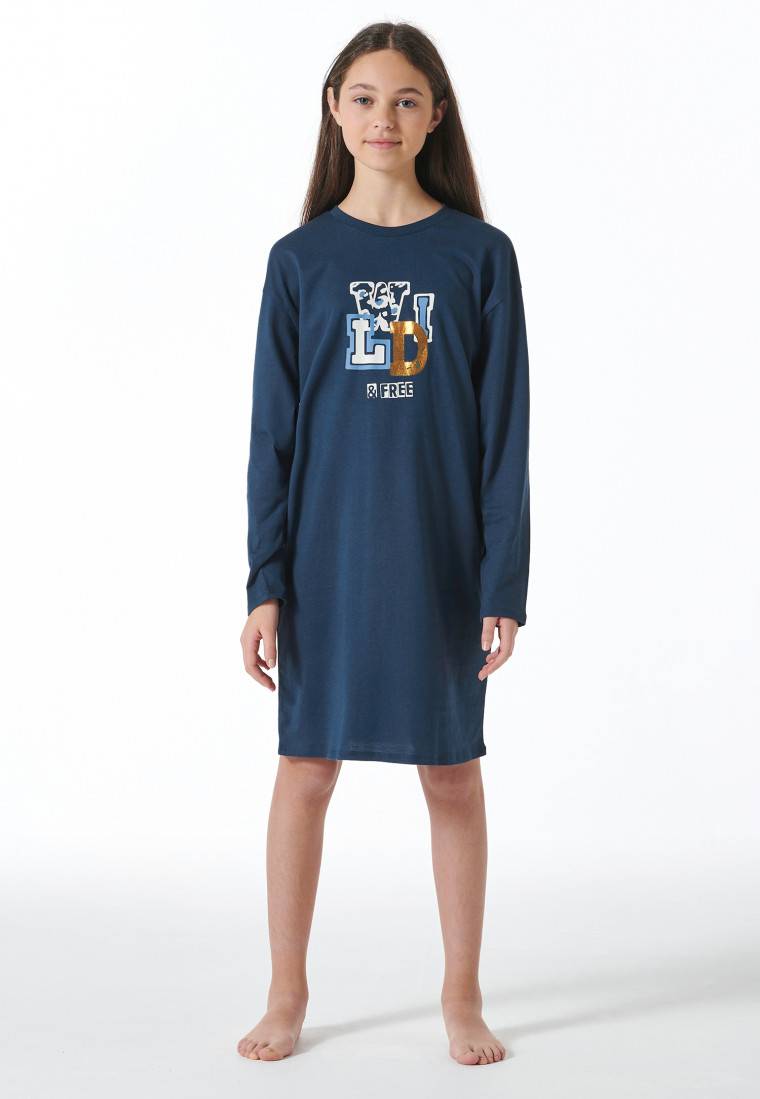 Schiesser Nachthemd langarm wild blau - Nightwear Osterangebot
