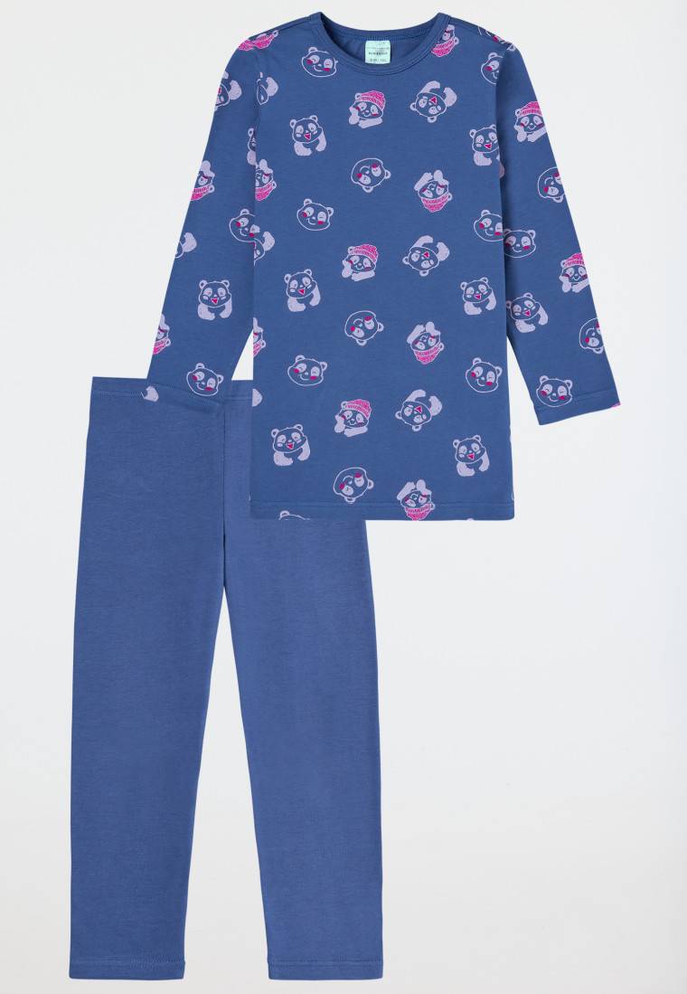 Schiesser Schlafanzug lang Organic Cotton Leggings Panda blau - Girls World Muttertagsangebot