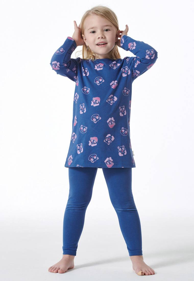 Schiesser Schlafanzug lang Organic Cotton Leggings Panda blau - Girls World Muttertagsangebot