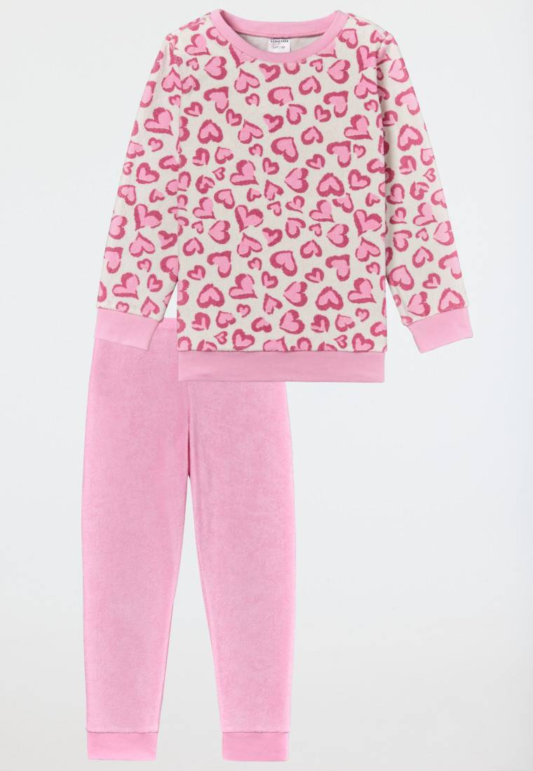 Schiesser Schlafanzug lang Organic Cotton Bündchen Herzen rosé - Girls World Lagerräumung