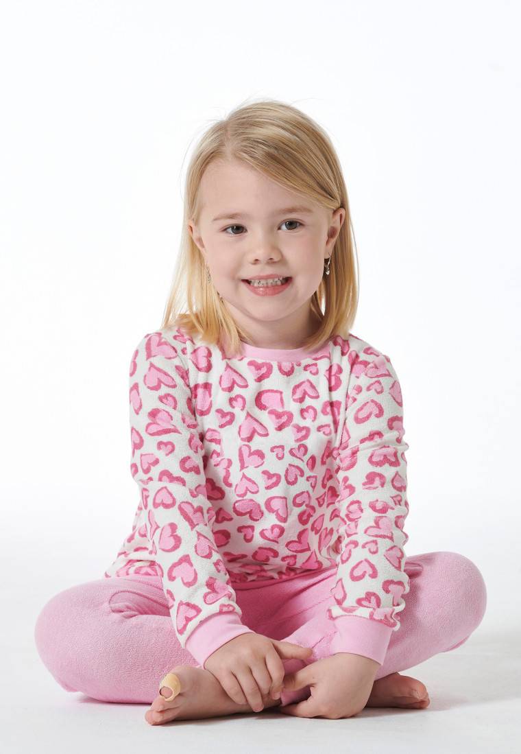 Schiesser Schlafanzug lang Organic Cotton Bündchen Herzen rosé - Girls World Lagerräumung
