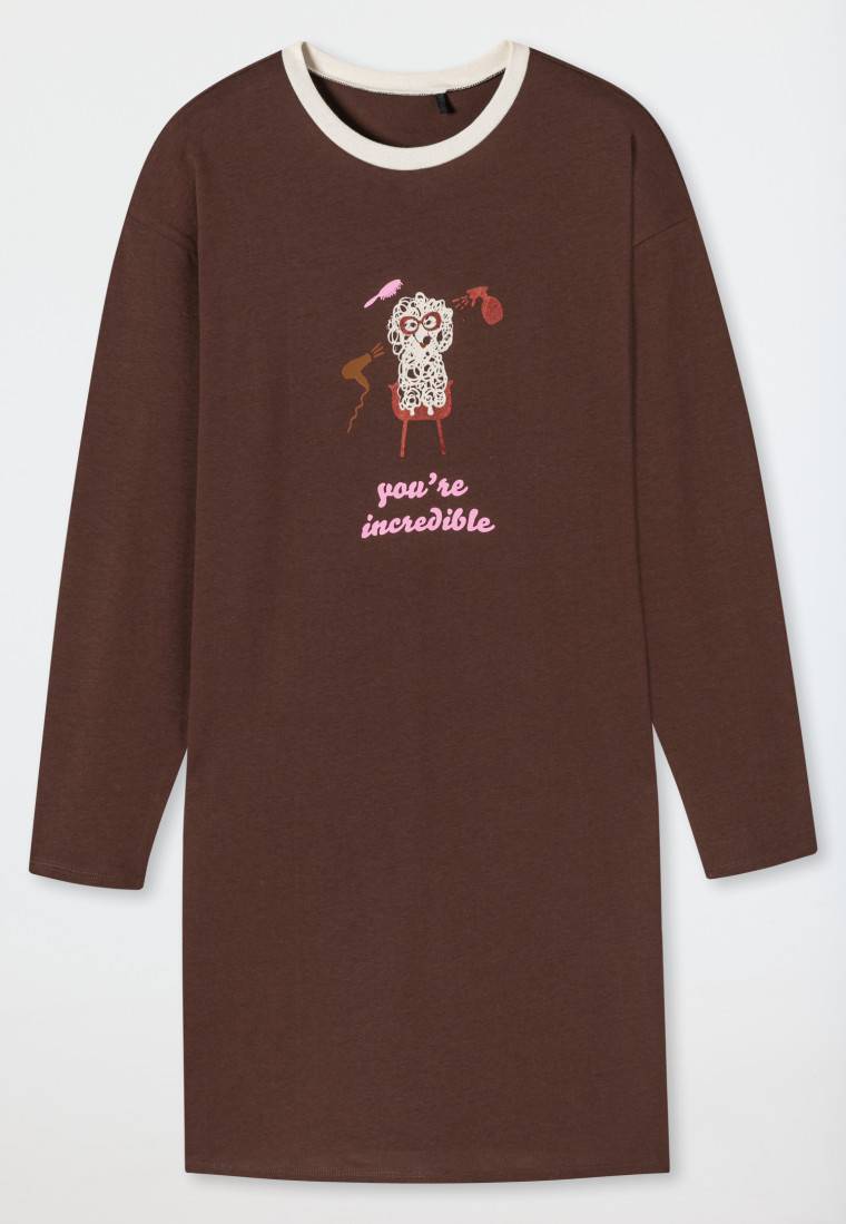 Schiesser Sleepshirt langarm Organic Cotton Hund braun - Teens Nightwear Heißer Verkauf