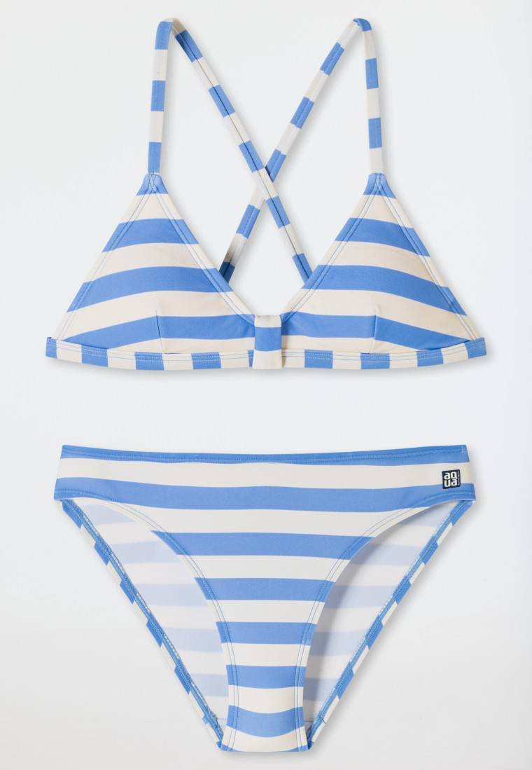 Schiesser Bustier-Bikini Wirkware recycelt LSF40+ Streifen hellblau - Aqua Teen Girls Blitzangebot