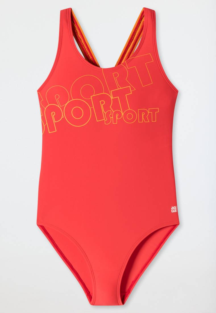 Schiesser Badeanzug Wirkware recycelt LSF40+ Racerback Sport rot - Aqua Teen Girls Große Rabatte