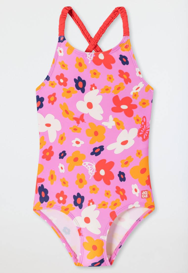 Schiesser Badeanzug Wirkware Blumen Schmetterlinge rosa - Aqua Kids Girls Bestseller
