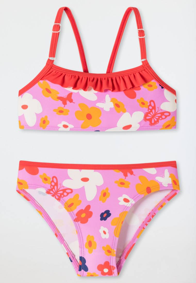 Schiesser Bustier Bikini Wirkware Blumen Schmetterlinge Rüschen rosa - Aqua Kids Girls Räumungsverkauf