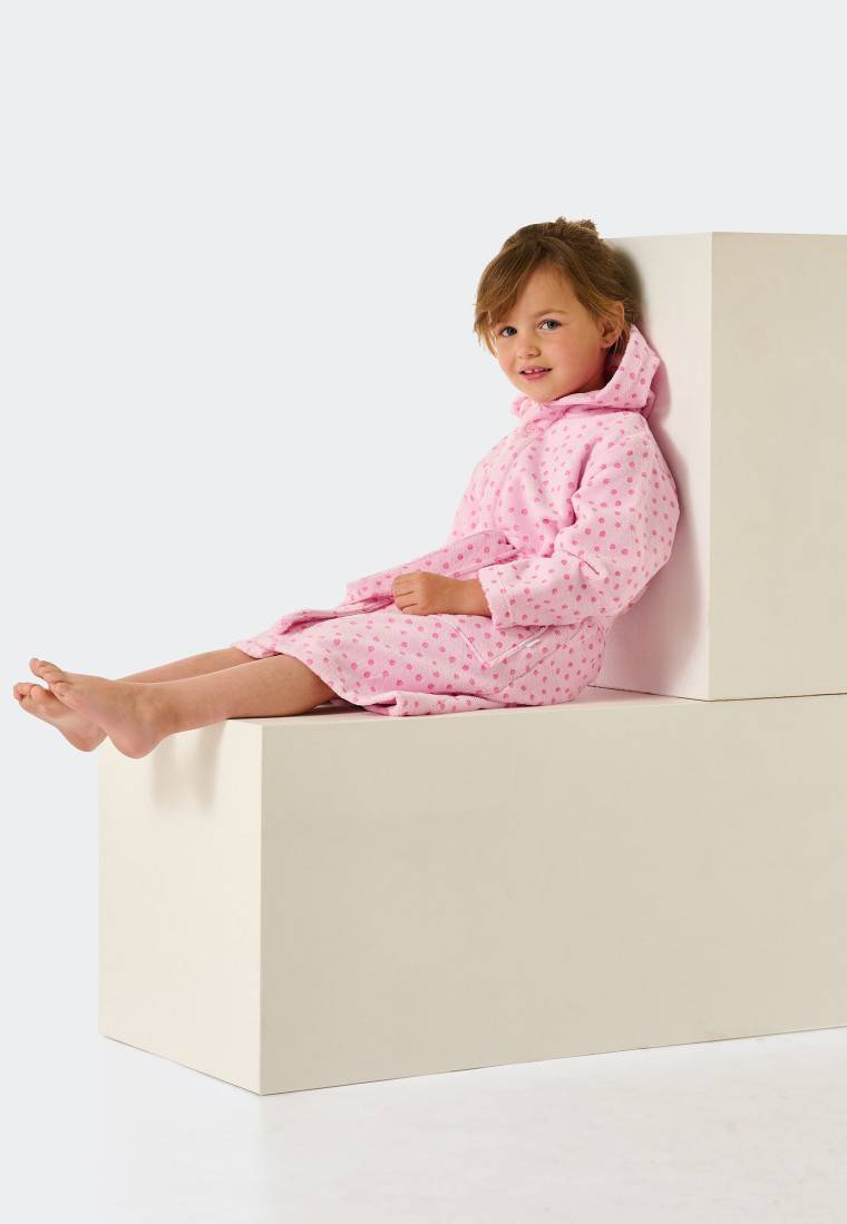 Schiesser Bademantel Velour Punkte rosa - Original Classics