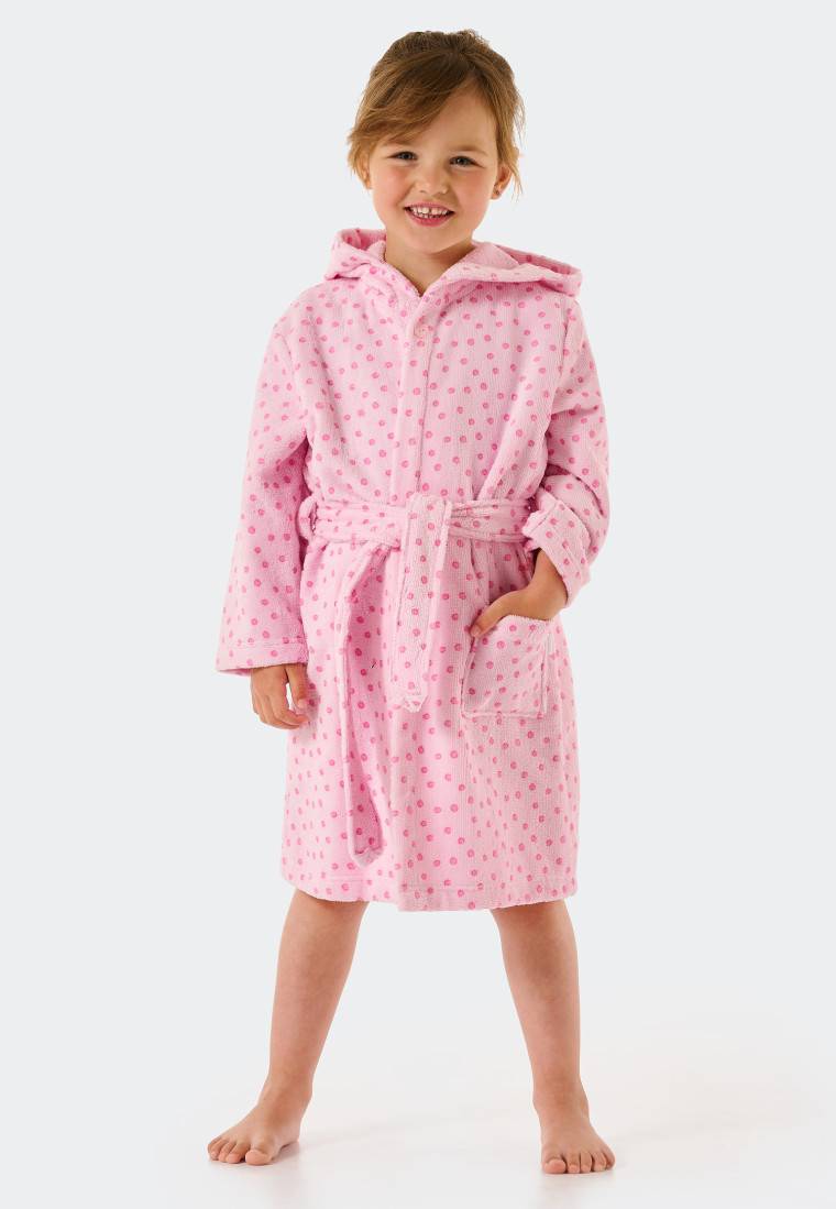 Schiesser Bademantel Velour Punkte rosa - Original Classics Tägliche Deals