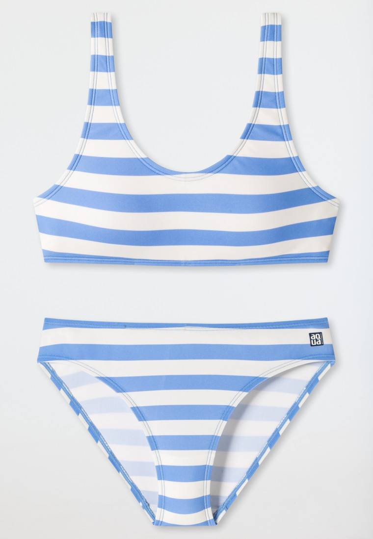 Schiesser Bustier-Bikini Wirkware recycelt LSF40+ gefüttert Streifen hellblau - Aqua Teen Girls Riesige Ersparnisse