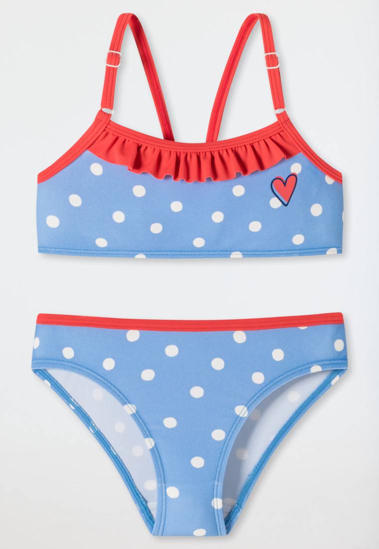 Schiesser Bustier Bikini Wirkware Punkte Rüschen hellblau - Aqua Kids Girls VIP-Rabatte