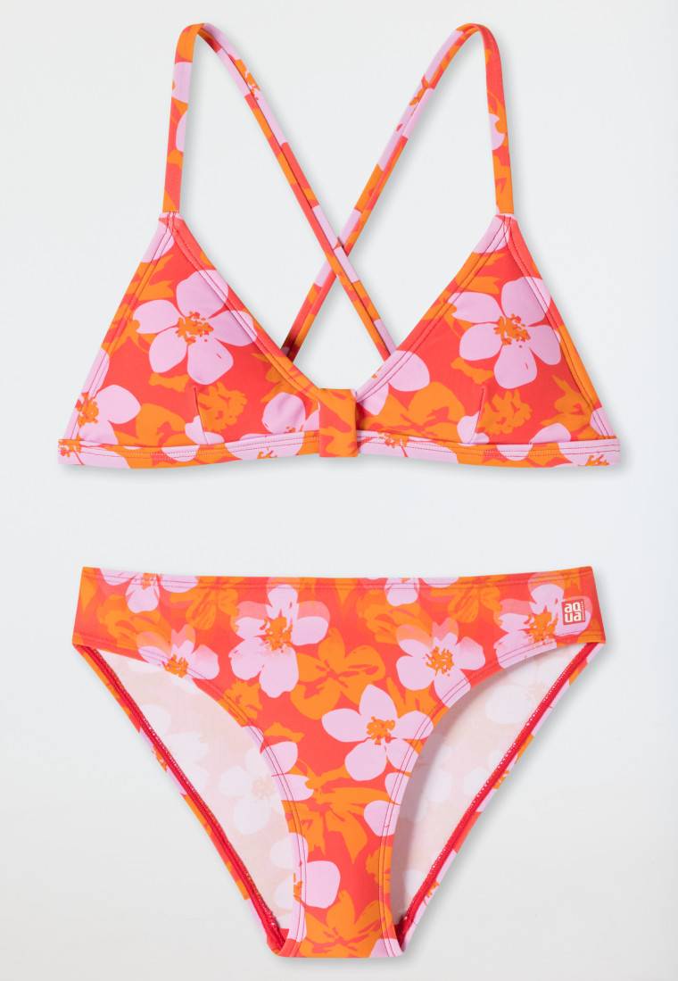 Schiesser Bustier-Bikini Wirkware recycelt LSF40+ Blumen rot - Aqua Teen Girls Begrenzte Freigabe