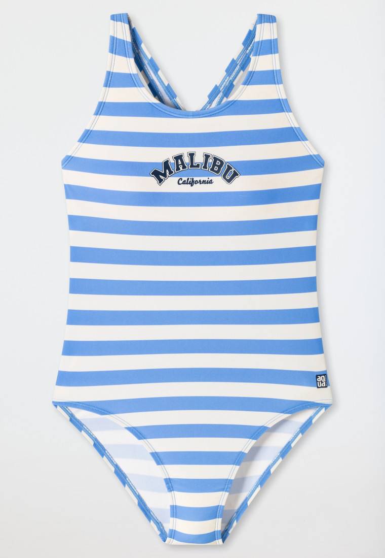 Schiesser Badeanzug Wirkware recycelt LSF40+ Racerback Streifen hellblau - Aqua Teen Girls Letzte 3 Tage