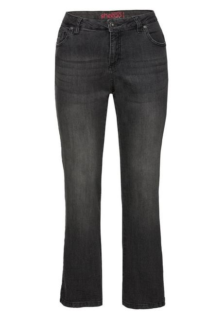 sheego Bootcut-Jeans in 5-Pocket-Form, mit Used-Effekten - black Denim sheego Valentinstagsangebot