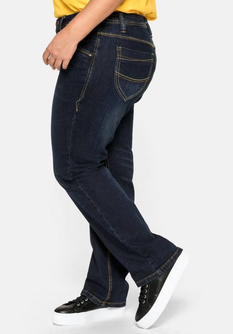 sheego Gerade Stretch-Jeans mit Used-Effekten - dark blue Denim sheego Lagerräumung