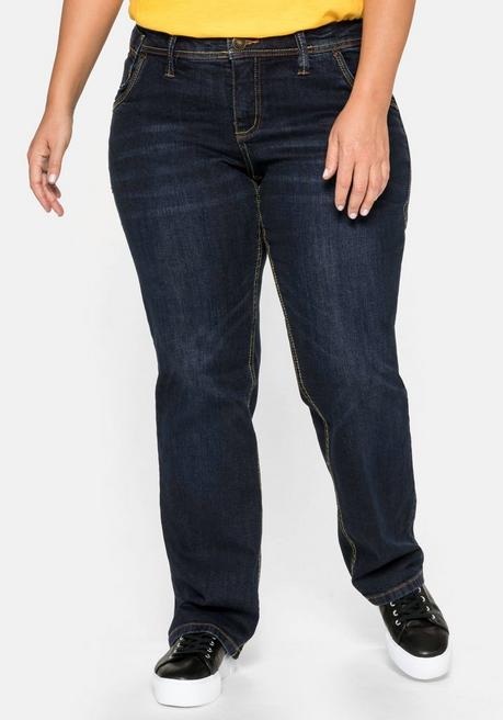 sheego Gerade Stretch-Jeans mit Used-Effekten - dark blue Denim sheego Lagerräumung