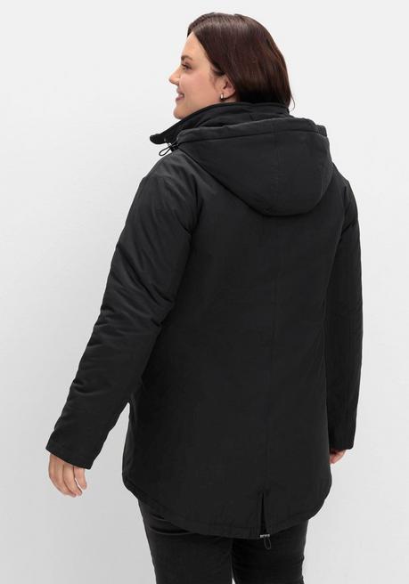 sheego Parka mit gefütterter Kapuze und 2-Wege-Zipper - schwarz sheego Heißer Verkauf