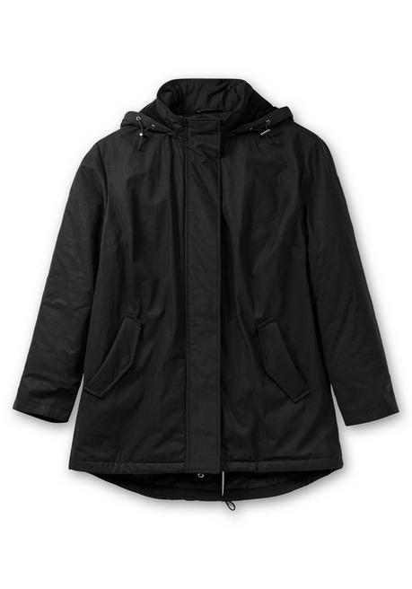 sheego Parka mit gefütterter Kapuze und 2-Wege-Zipper - schwarz sheego Heißer Verkauf