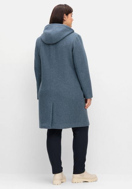 sheego Dufflecoat mit Wollanteil und Kapuze - taubenblau sheego Top Angebot