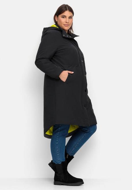 sheego Parka mit Kontrastfutter, wasserabweisend - schwarz sheego Online Outlet
