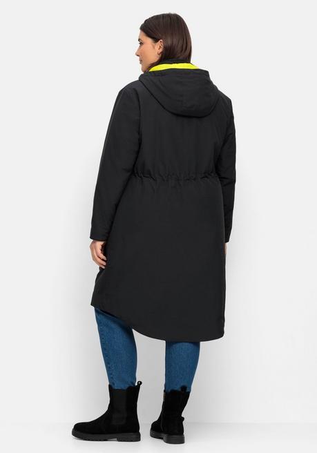 sheego Parka mit Kontrastfutter, wasserabweisend - schwarz sheego Online Outlet