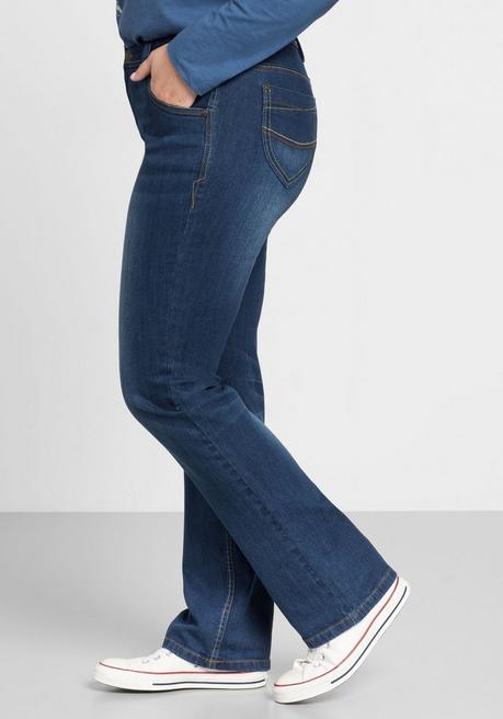 sheego Gerade Stretch-Jeans mit Used-Effekten - blue Denim sheego Exklusive Angebote